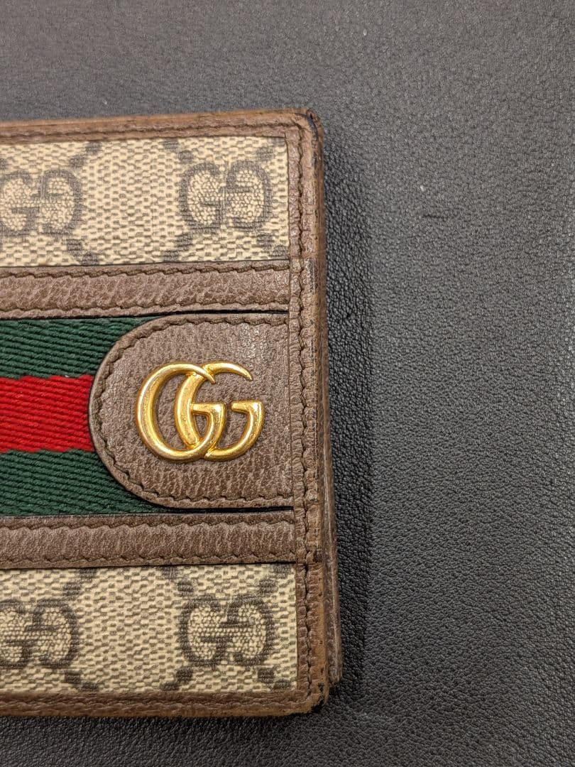 Gucci GGキャンバス 二つ折り財布 オフィディア ブラウン