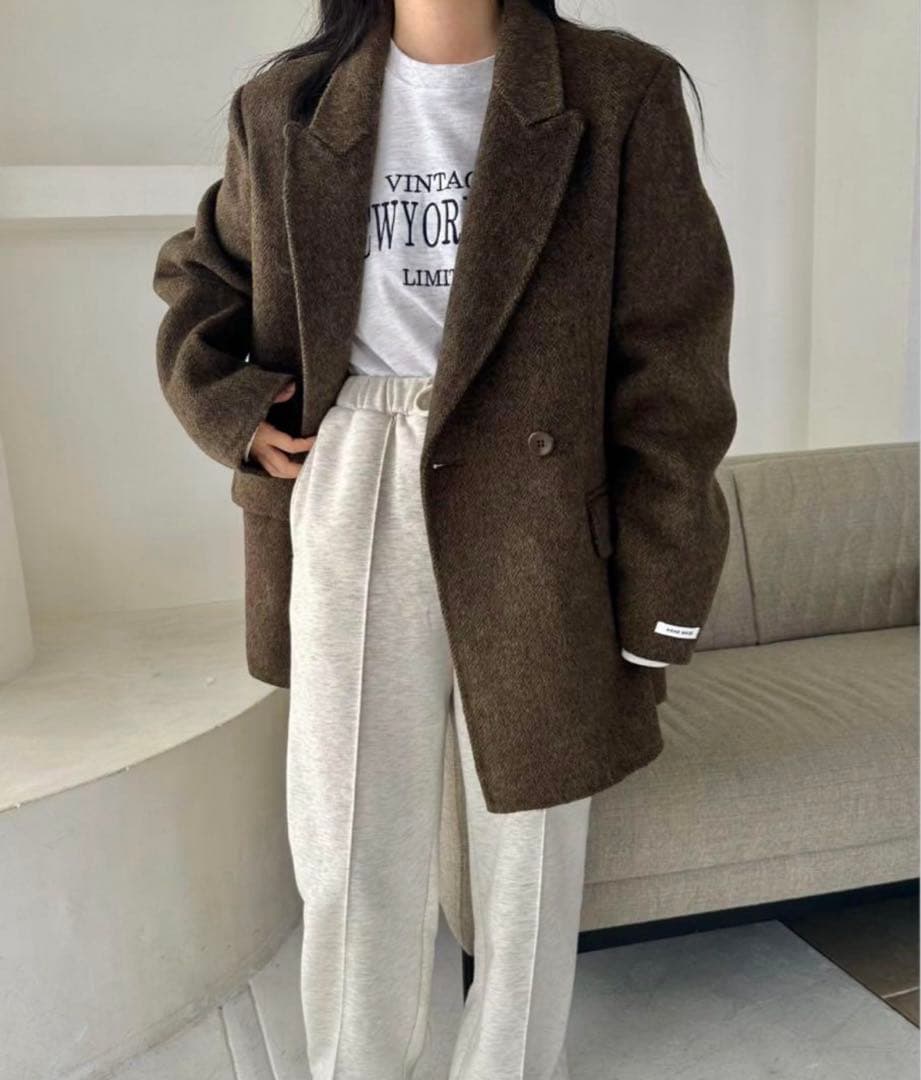 【ブラウン】lawgy ヘリンボーンジャケット 【試着のみ】