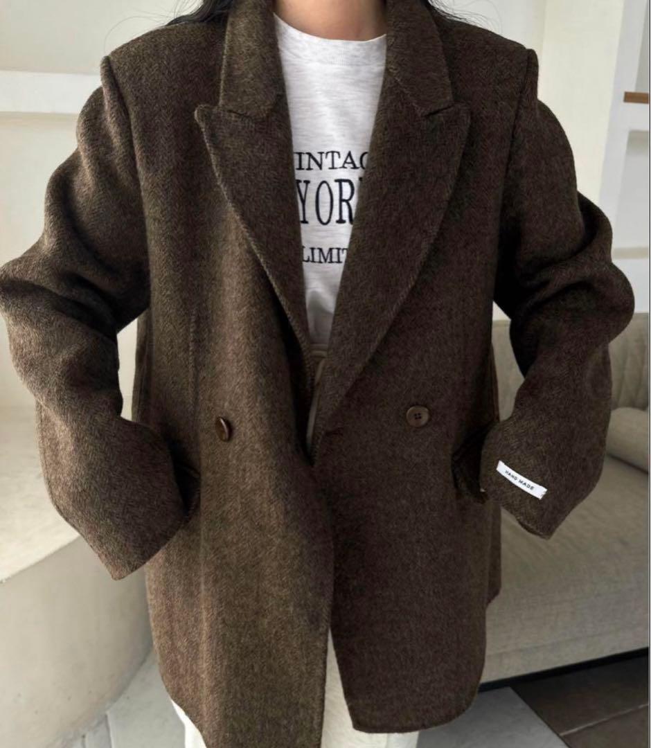 【ブラウン】lawgy ヘリンボーンジャケット 【試着のみ】