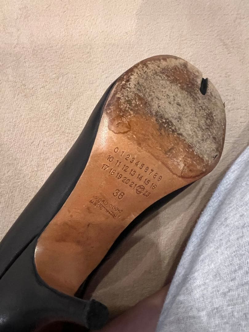 masionオープントゥ ブラック パンプス