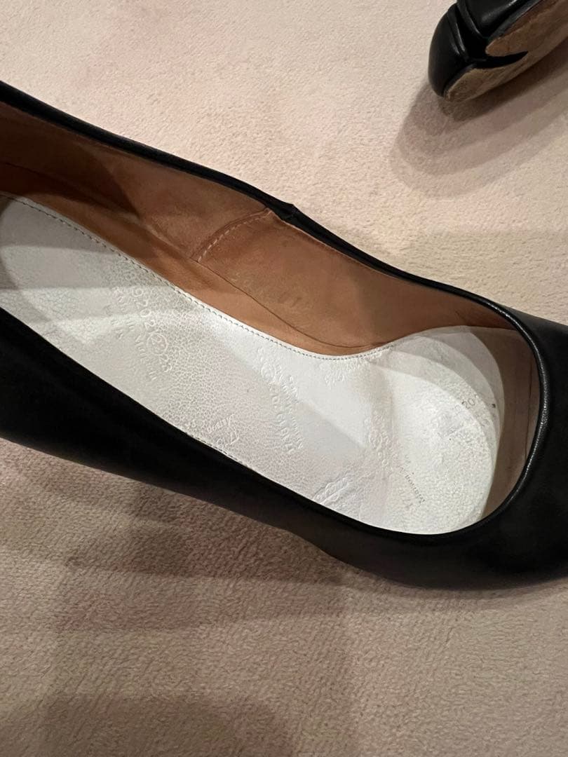 masionオープントゥ ブラック パンプス