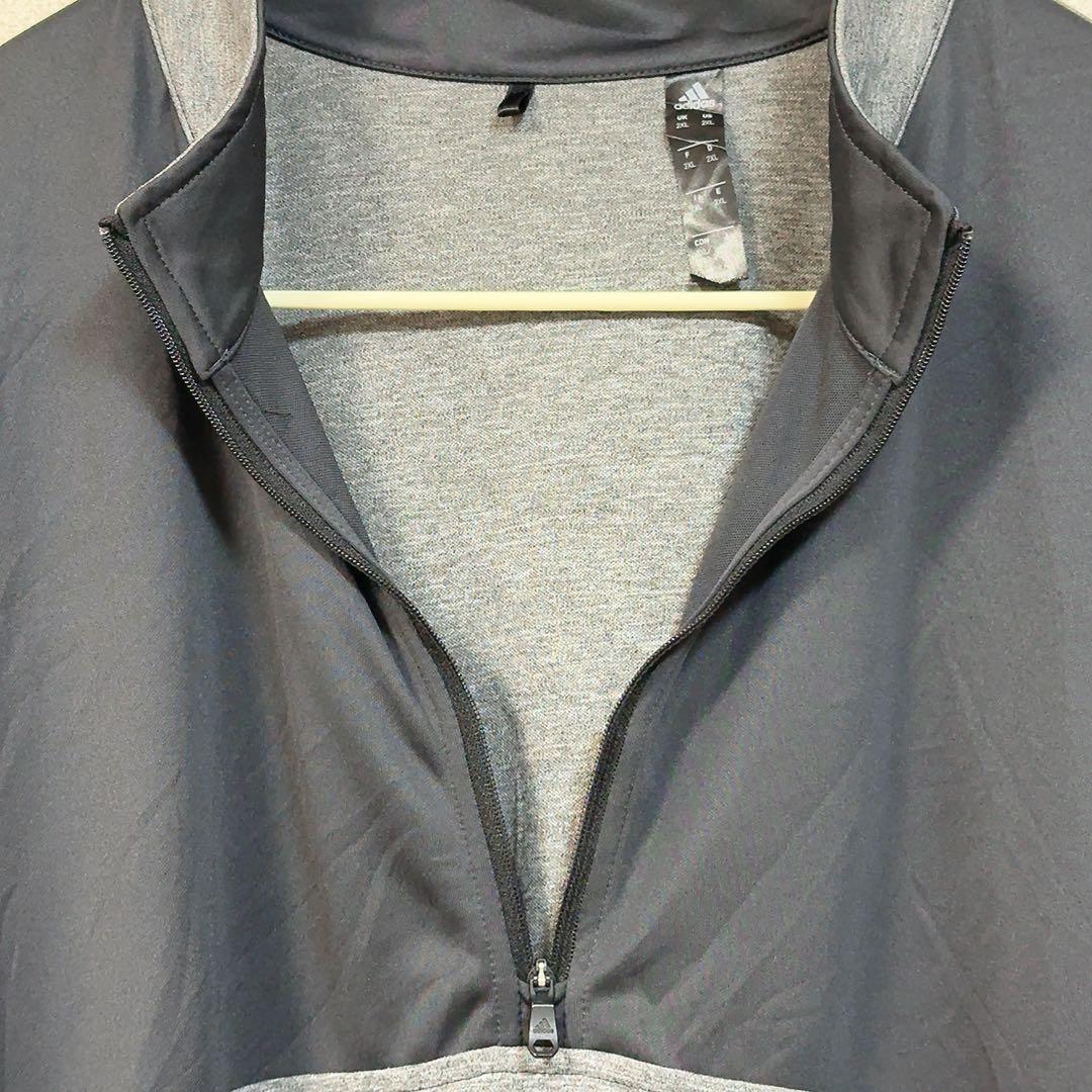 adidas 長袖ウェア 【2XL】 グレー ブラック ハーフジップ ハイネック