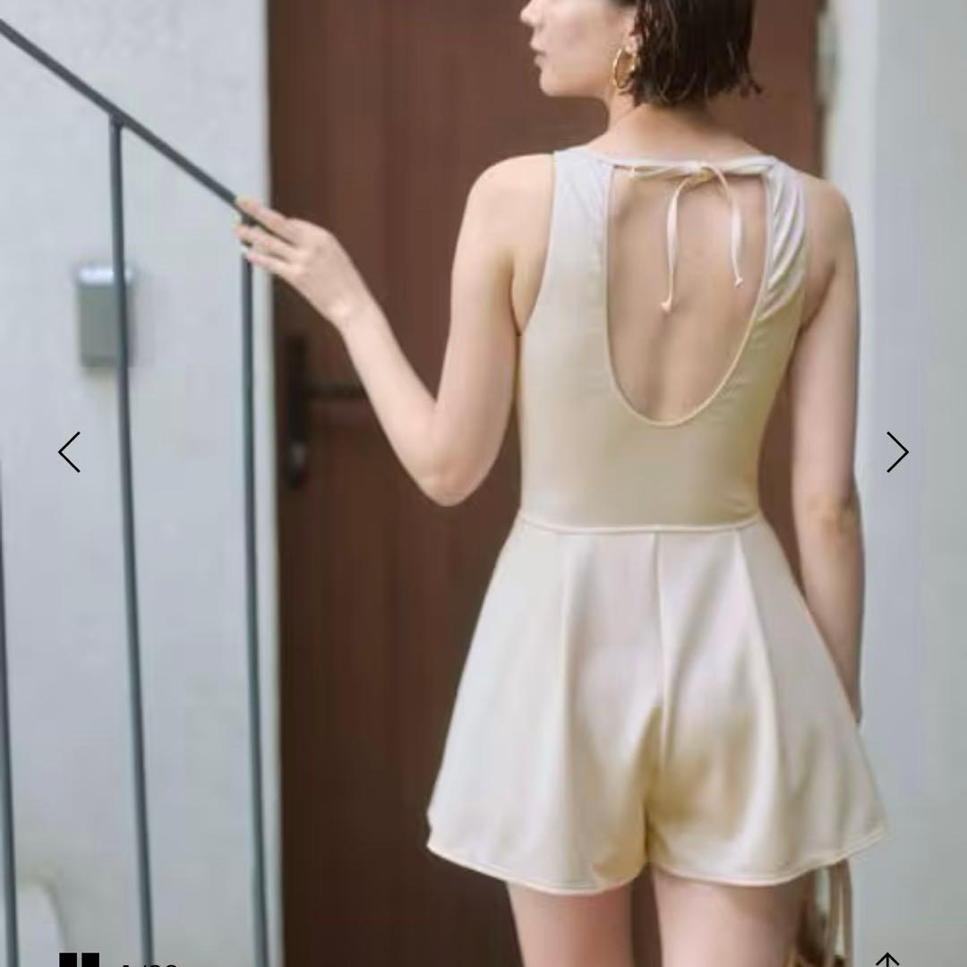 本日セールジョーゼット風 バックオープン オールインワン スイムウェア / 水着