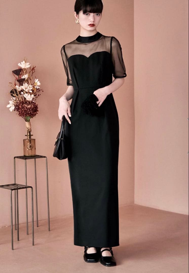 【etoll.】刺繍ペプラムビスチェ＆Iラインドレスセットアップ