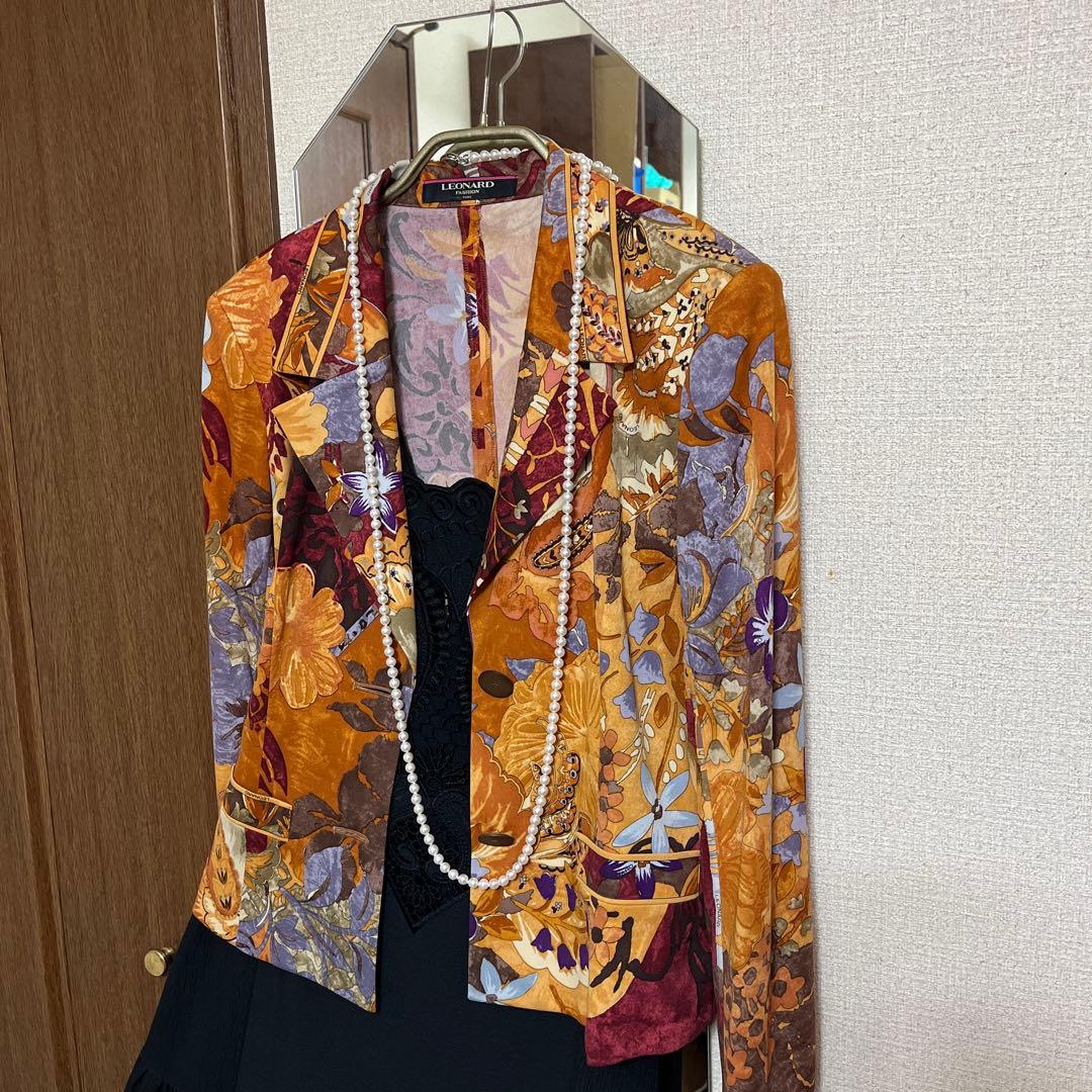 Jasmin❣️LEONARD花柄テーラードジャケットM マルチカラー❣️カン
