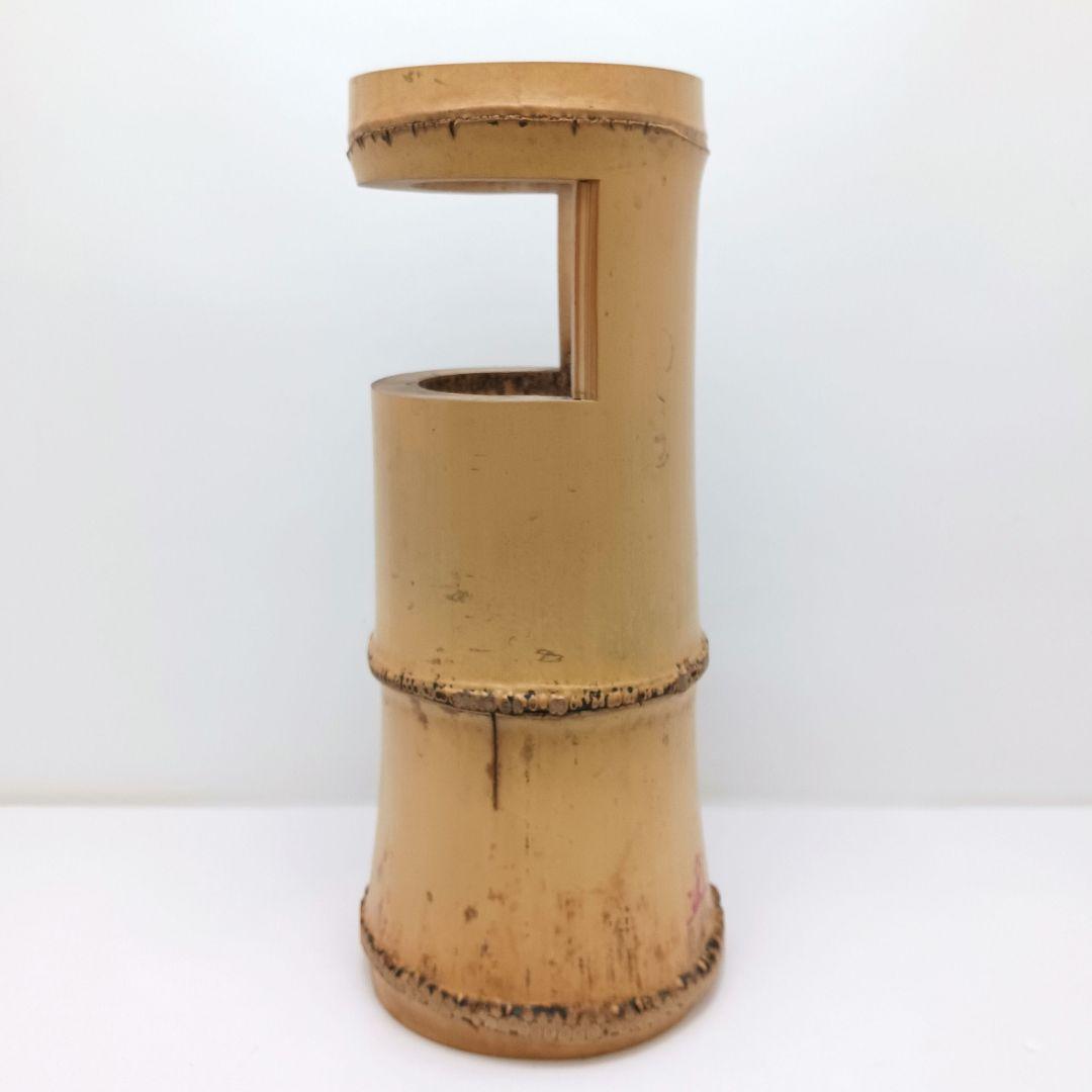 Y3380-1 茶道具 竹一重切花入 竹製 花入 銘「洗心」 書付 共箱　XX