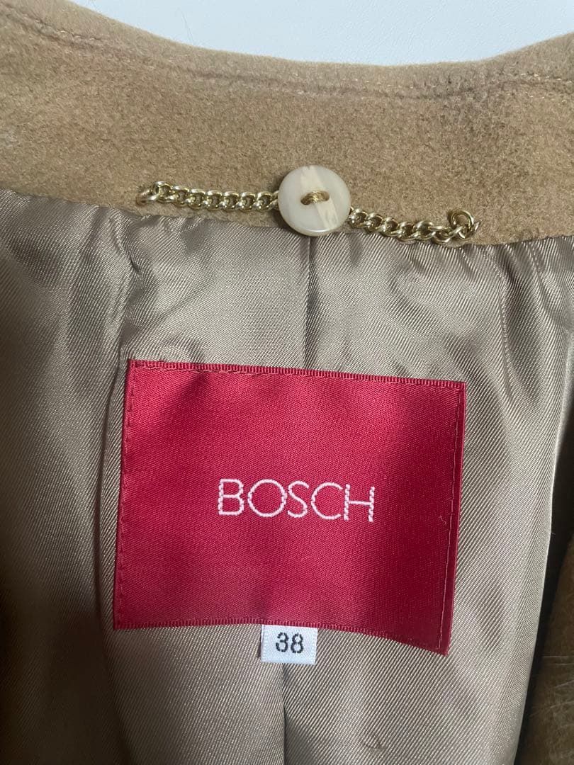 【美品】7万円相当 ボッシュ キャメル カシミヤウール ファー付ロングコート