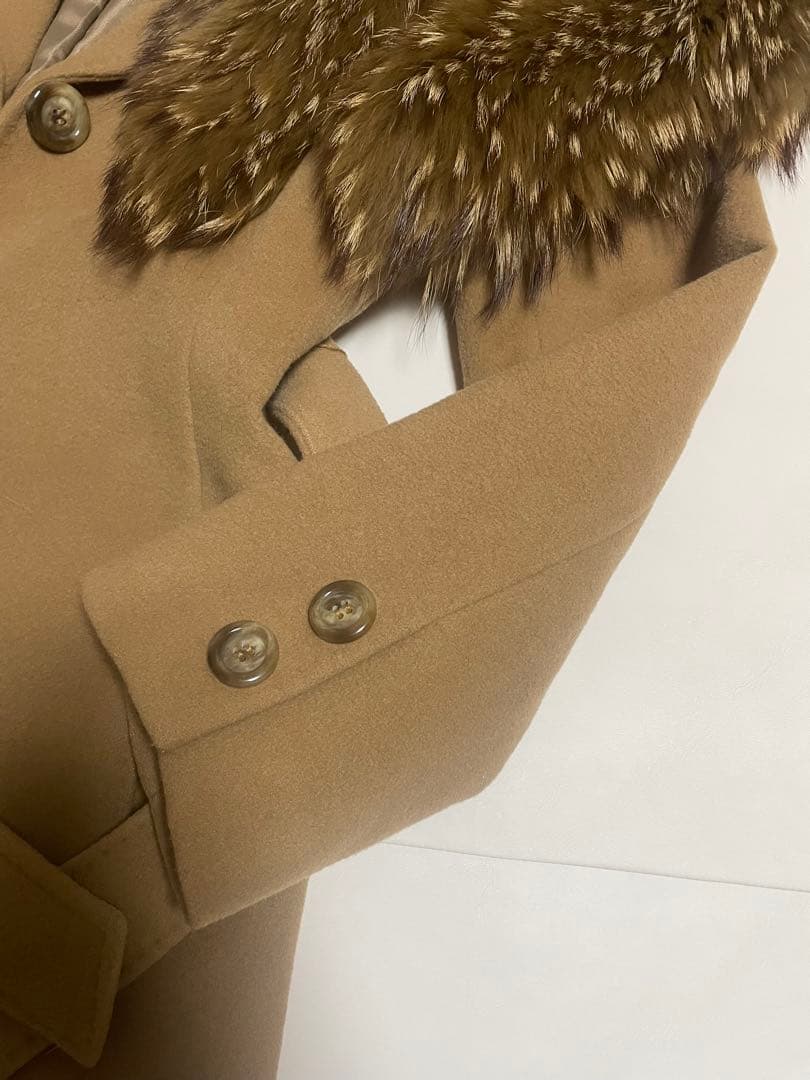 【美品】7万円相当 ボッシュ キャメル カシミヤウール ファー付ロングコート