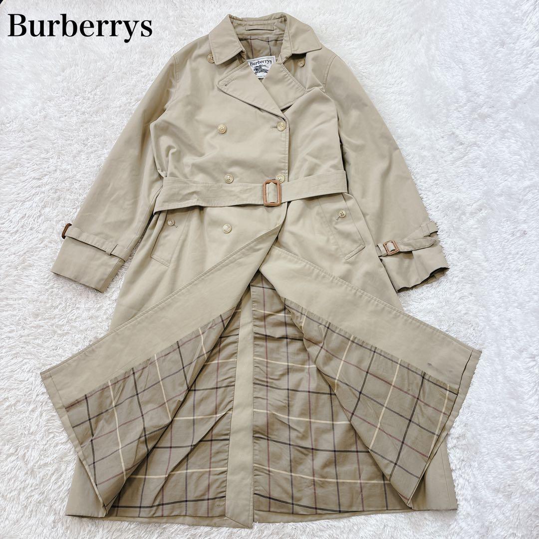 着丈121 バーバリーズ　トレンチコート　ベルト付き　ノバチェック　白タグ　L