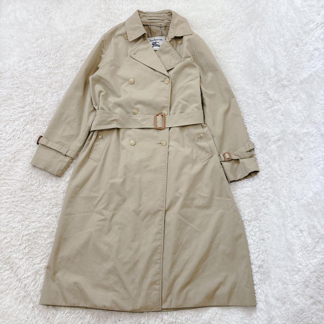 着丈121 バーバリーズ　トレンチコート　ベルト付き　ノバチェック　白タグ　L