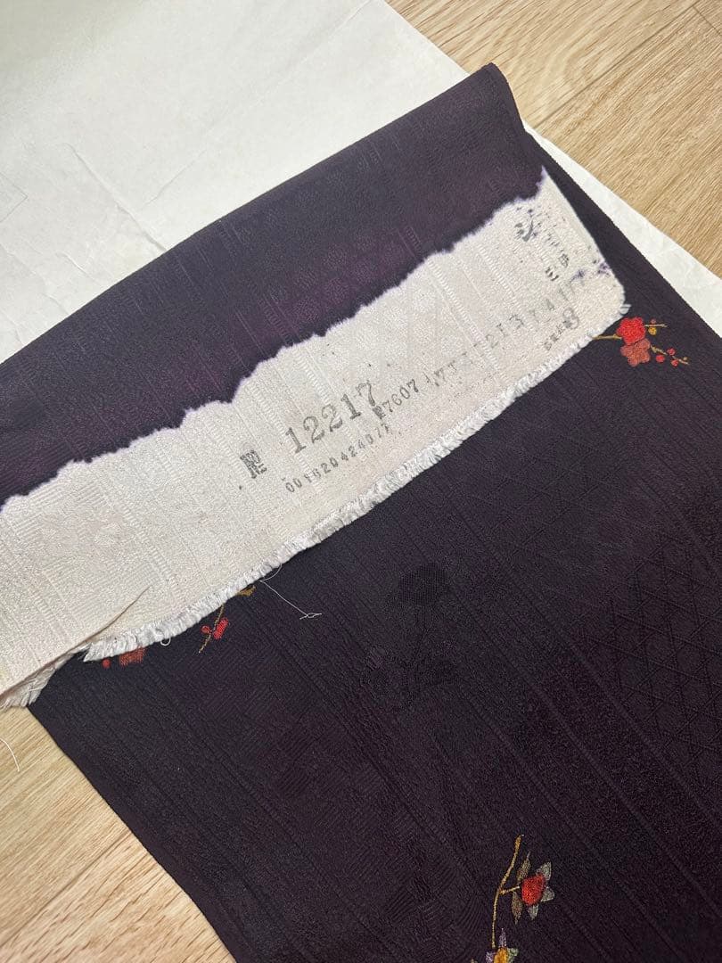 丹後ちりめん　京染　濃紫色 着物反物　羽尺　未仕立て　幅約36.5cm