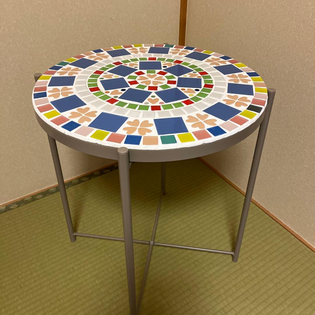 IKEA 丸テーブル　サイドテーブル　リメイク