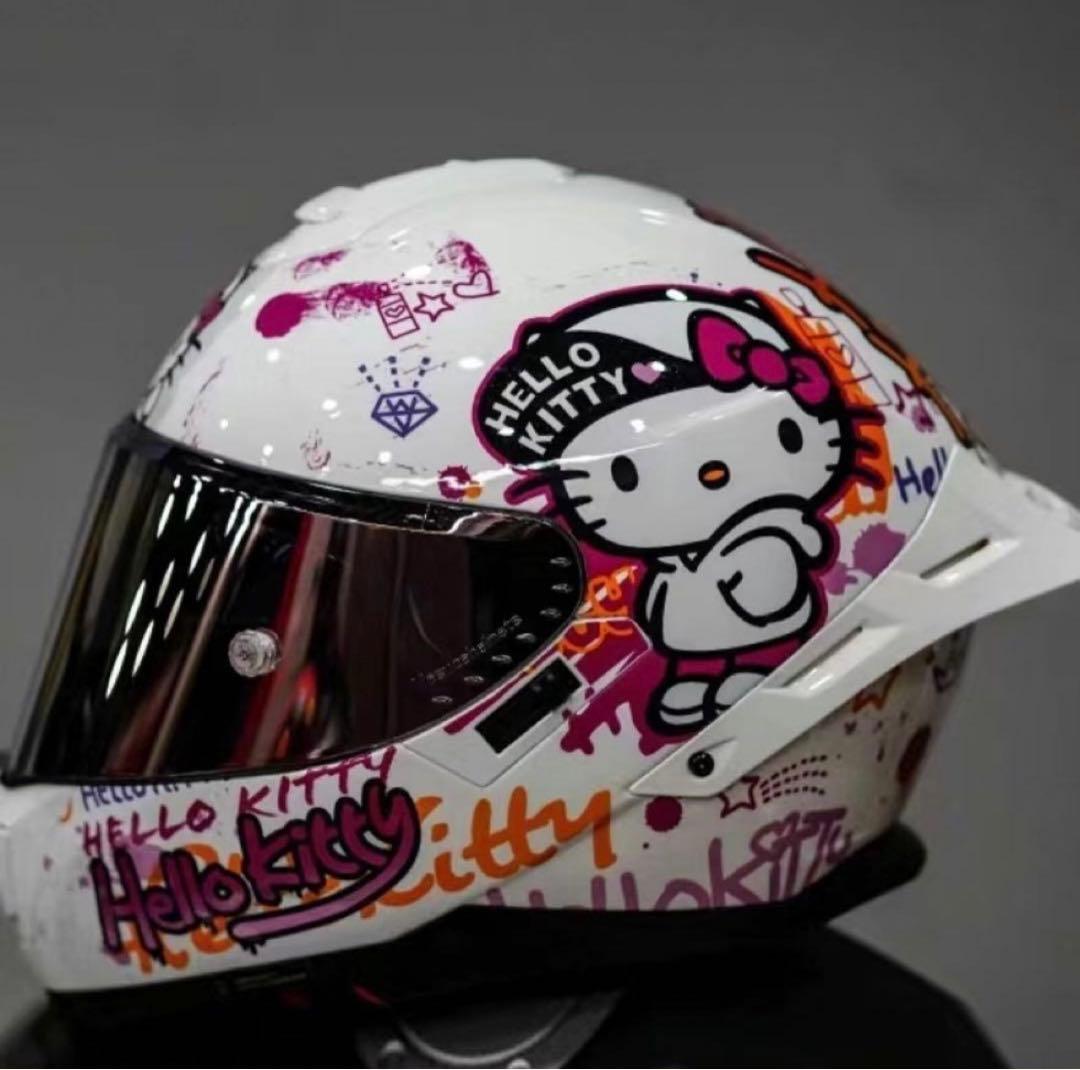 MESUGAハローキティ フルフェイスヘルメット2枚レンズ付き メガネ対応