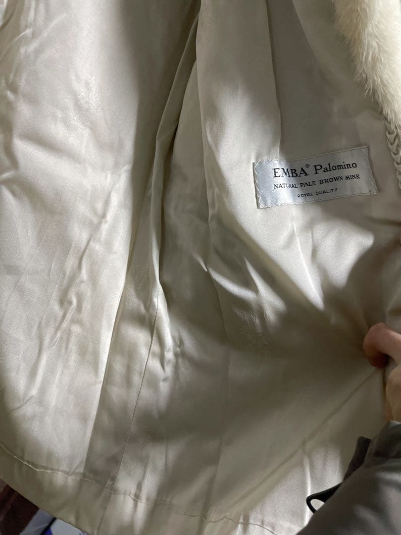 EMBA MINK ホワイトミンク アイボリー リアル ファー 毛皮コート