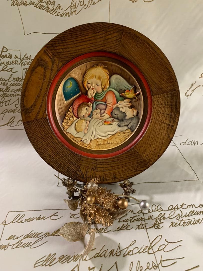 アンリ人形　ビンテージ1983年クリスマス木製プレート！可愛い過ぎます！