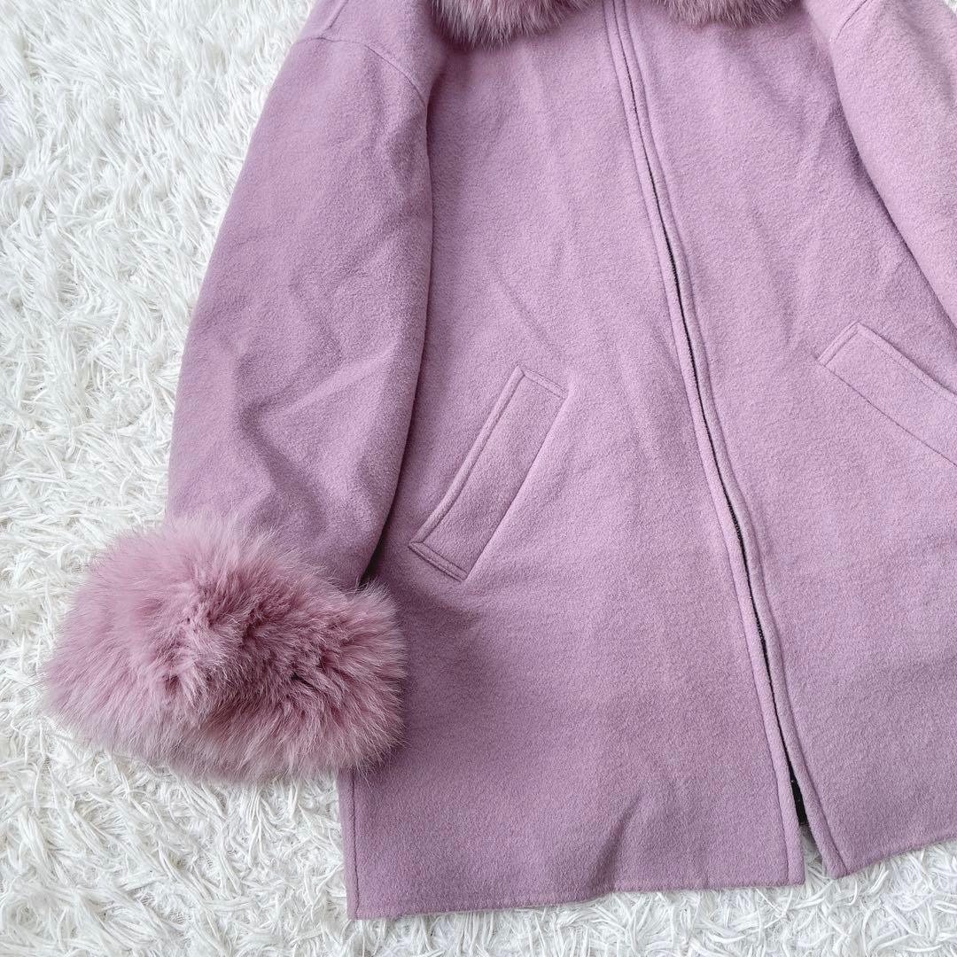 近年モデル✻グレースコンチネンタル フォックスファー取り外しリバーコート ピンク