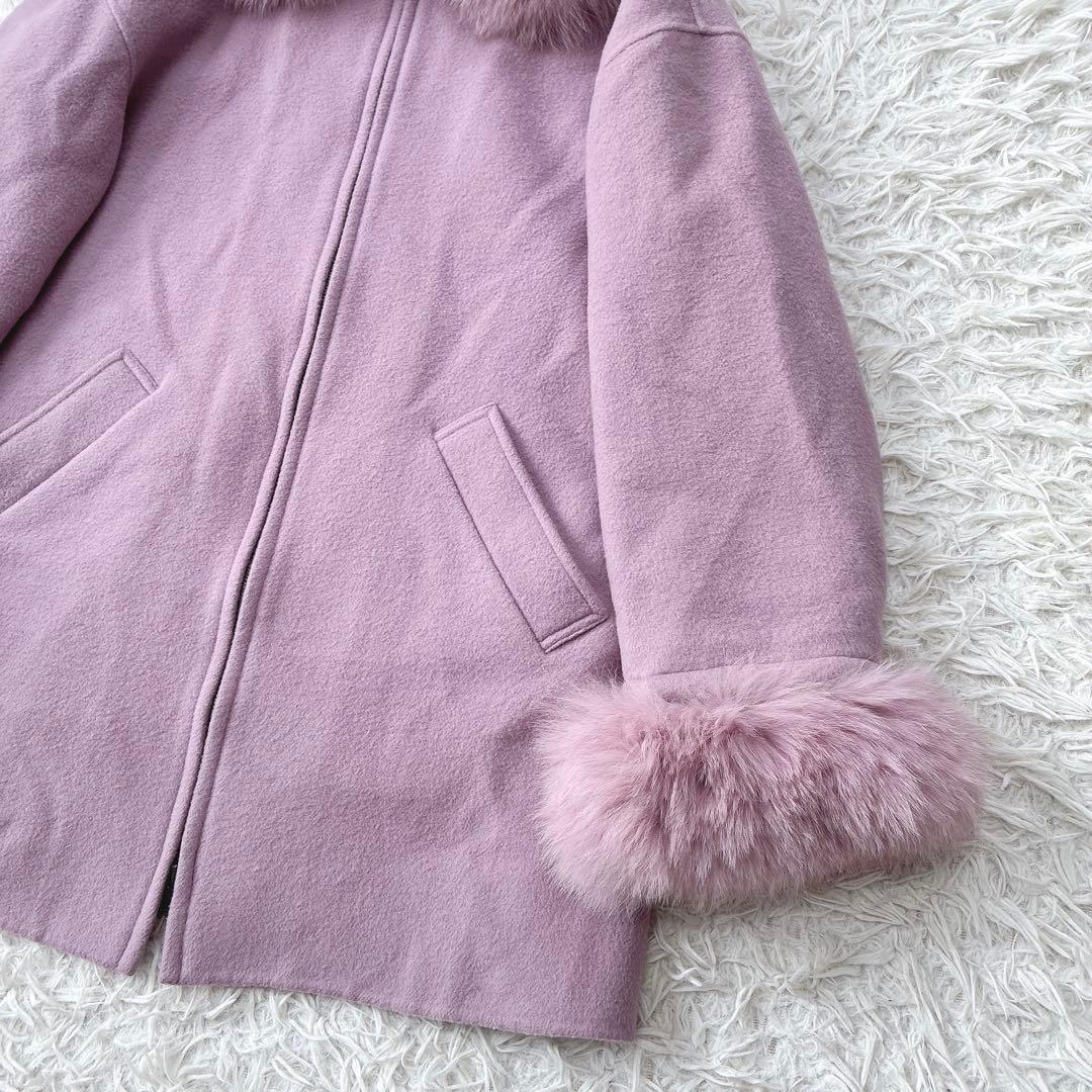 近年モデル✻グレースコンチネンタル フォックスファー取り外しリバーコート ピンク