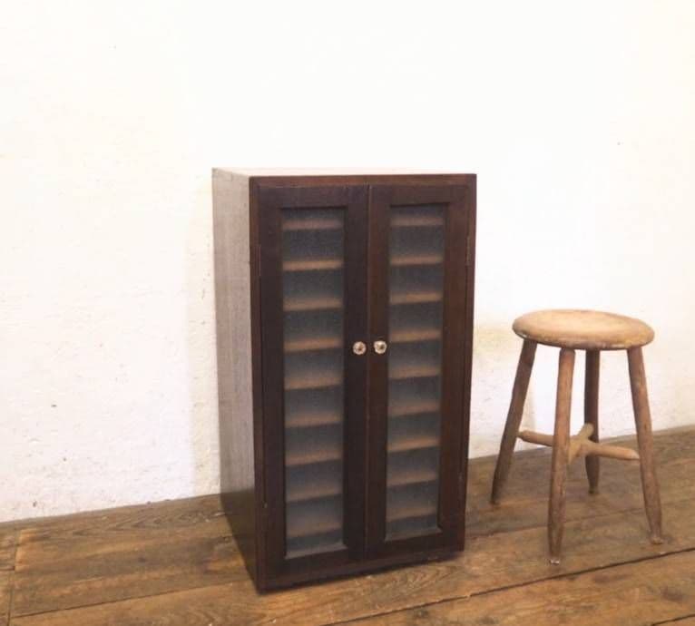 1008 ヴィンテージ　レコードケース　収納棚　ラック　ガラスケース　レトロ