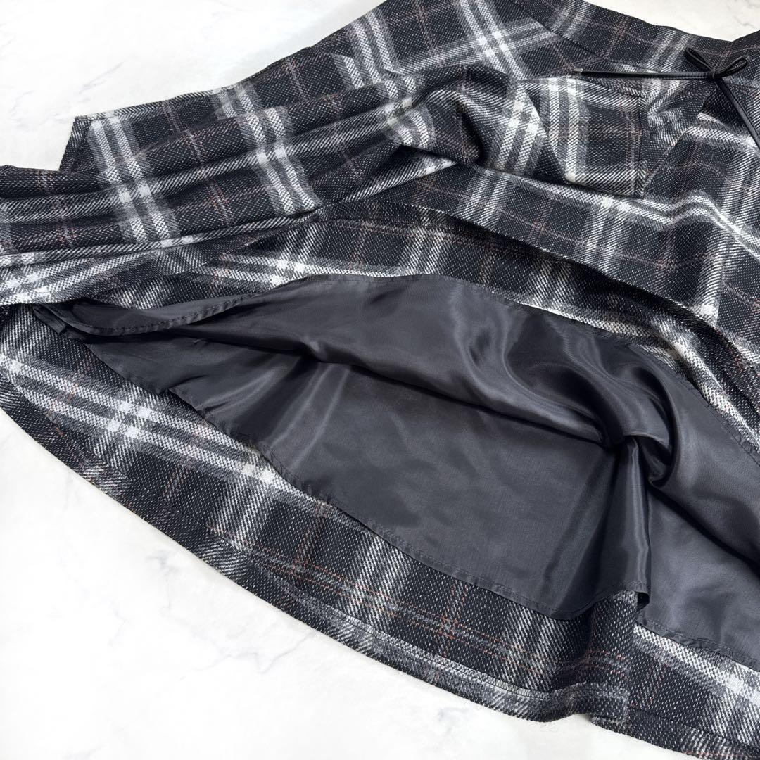 24AW エムズグレイシー カシュクール チェック スカート 40 ブラック系