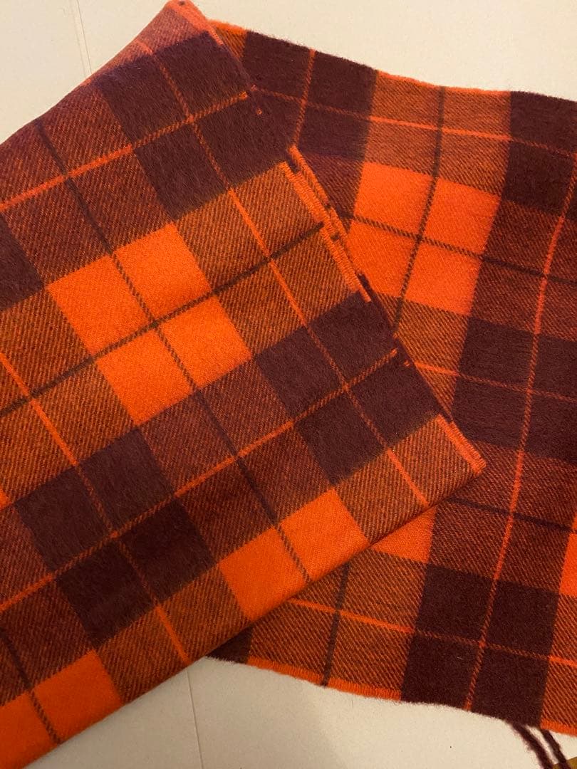 ジョシュアエリス JOSHUA ELLIS カシミヤ マフラー オレンジチェック
