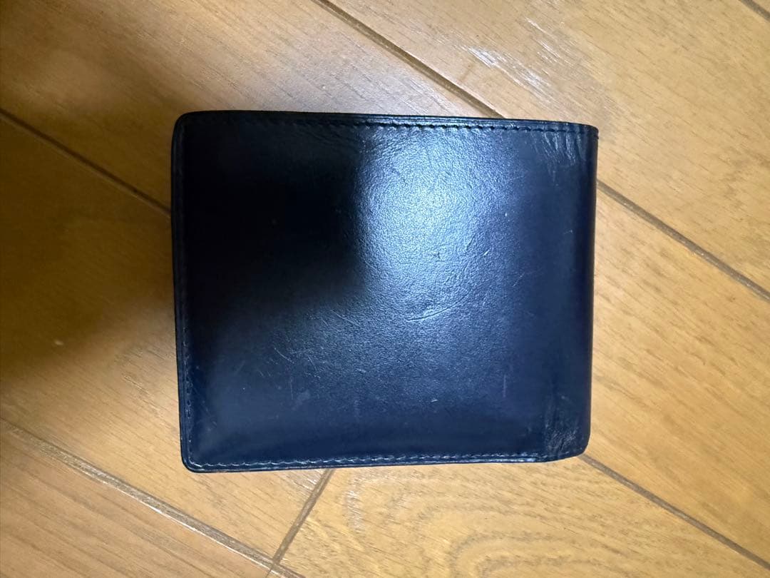 【美品】ガンゾ★メンズ 二つ折り財布 小銭入 コードバンレザー 本革 濃紺