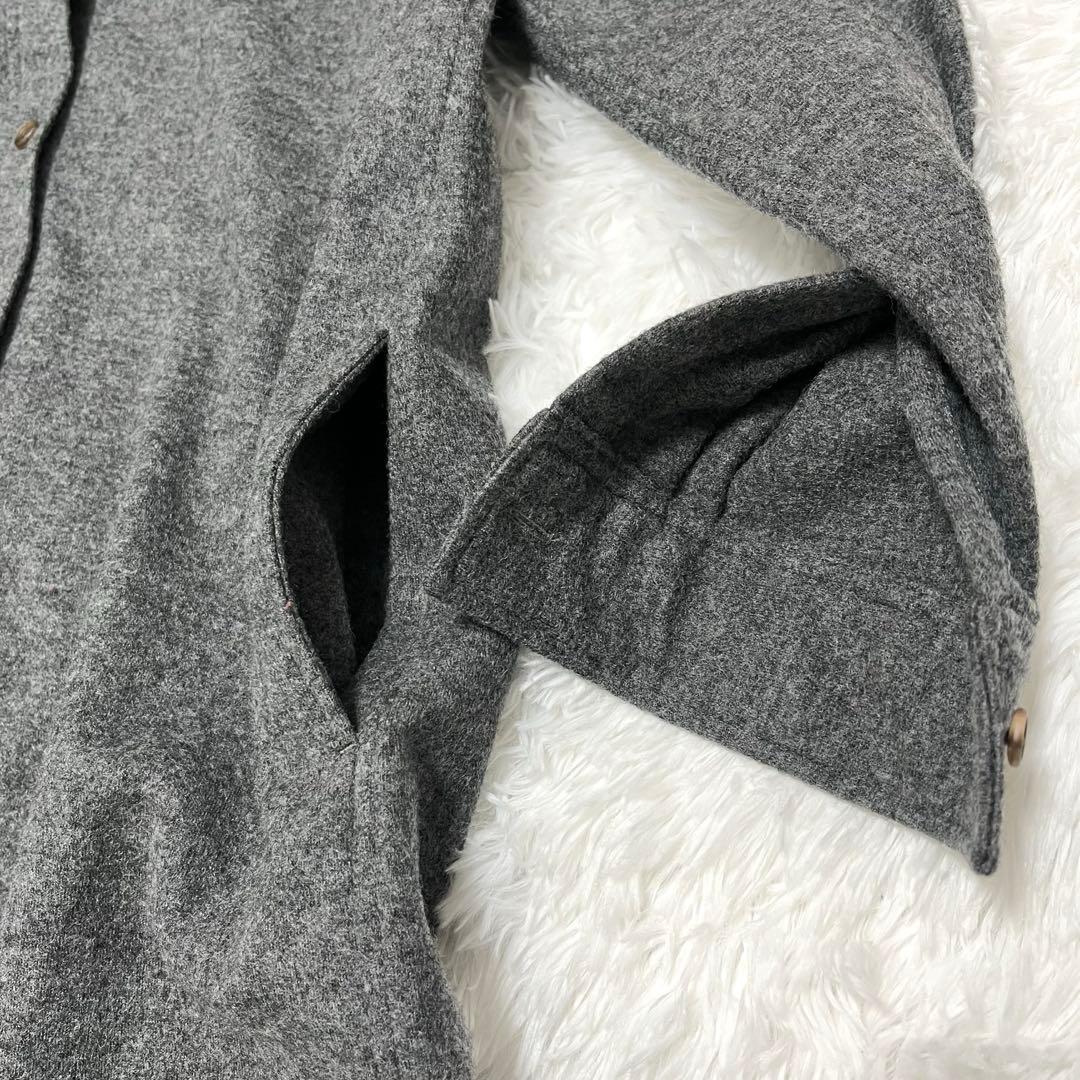 美品 Whim Gazette ウール100 シャツワンピース ロング グレー
