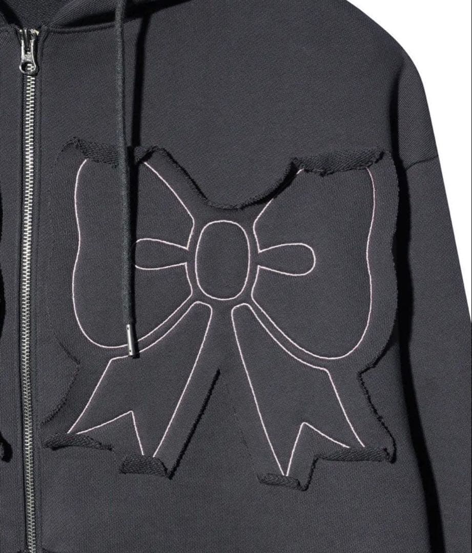 Youhee リボン刺繍ジップアップパーカー