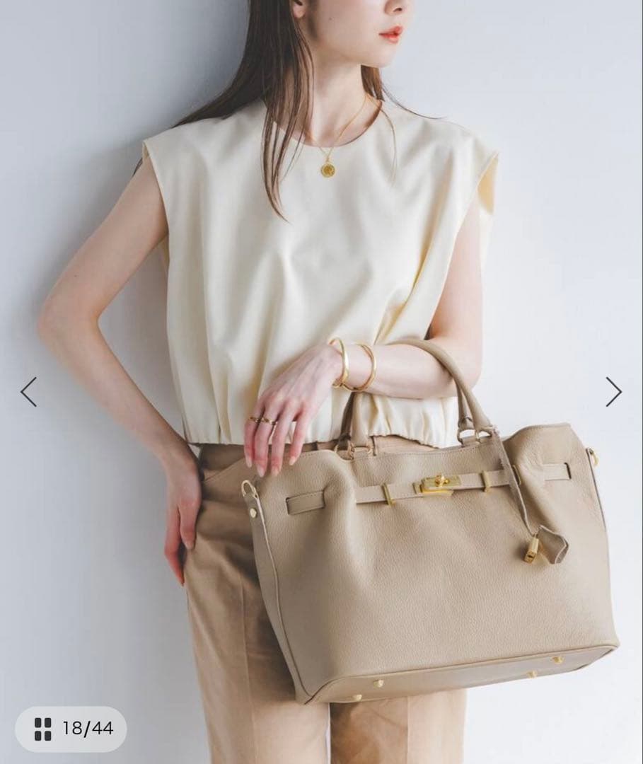 【新品未使用】MILOS ミロス 金具付きトートバック ベージュ NOBLE