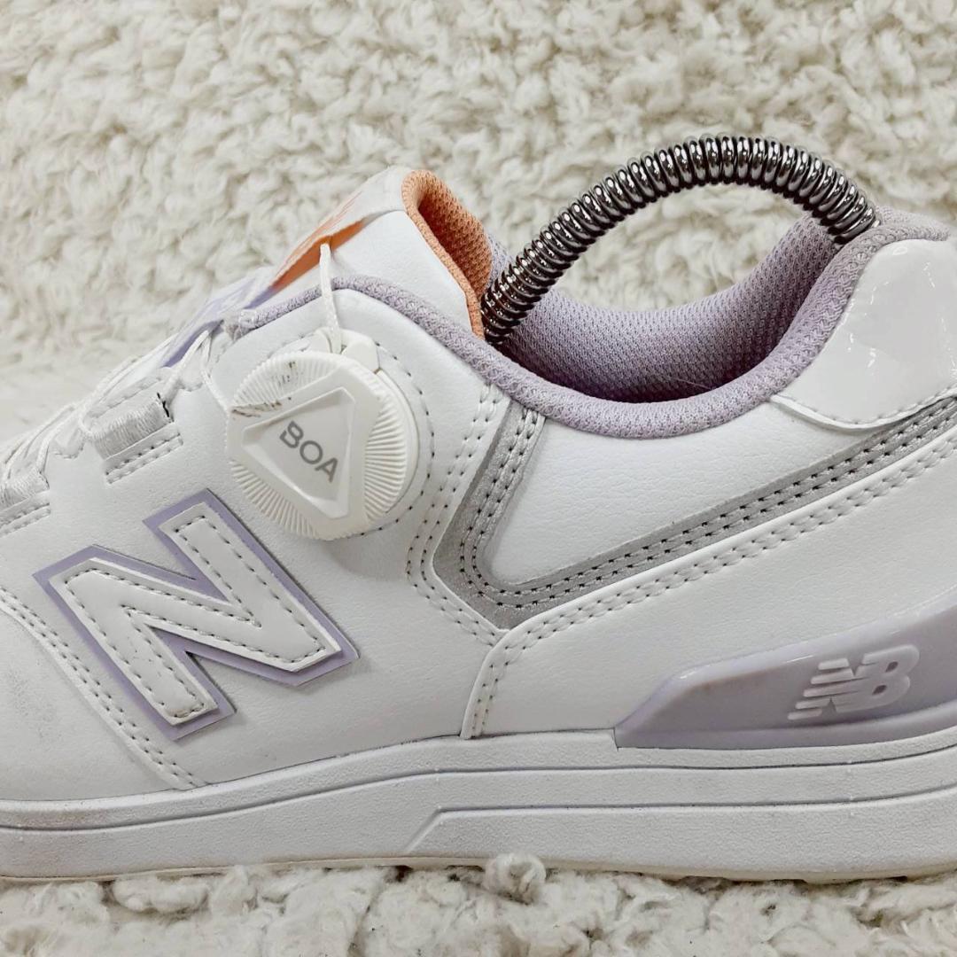 美品 23.5㎝◎new balance 574 スパイクレスゴルフシューズ 白
