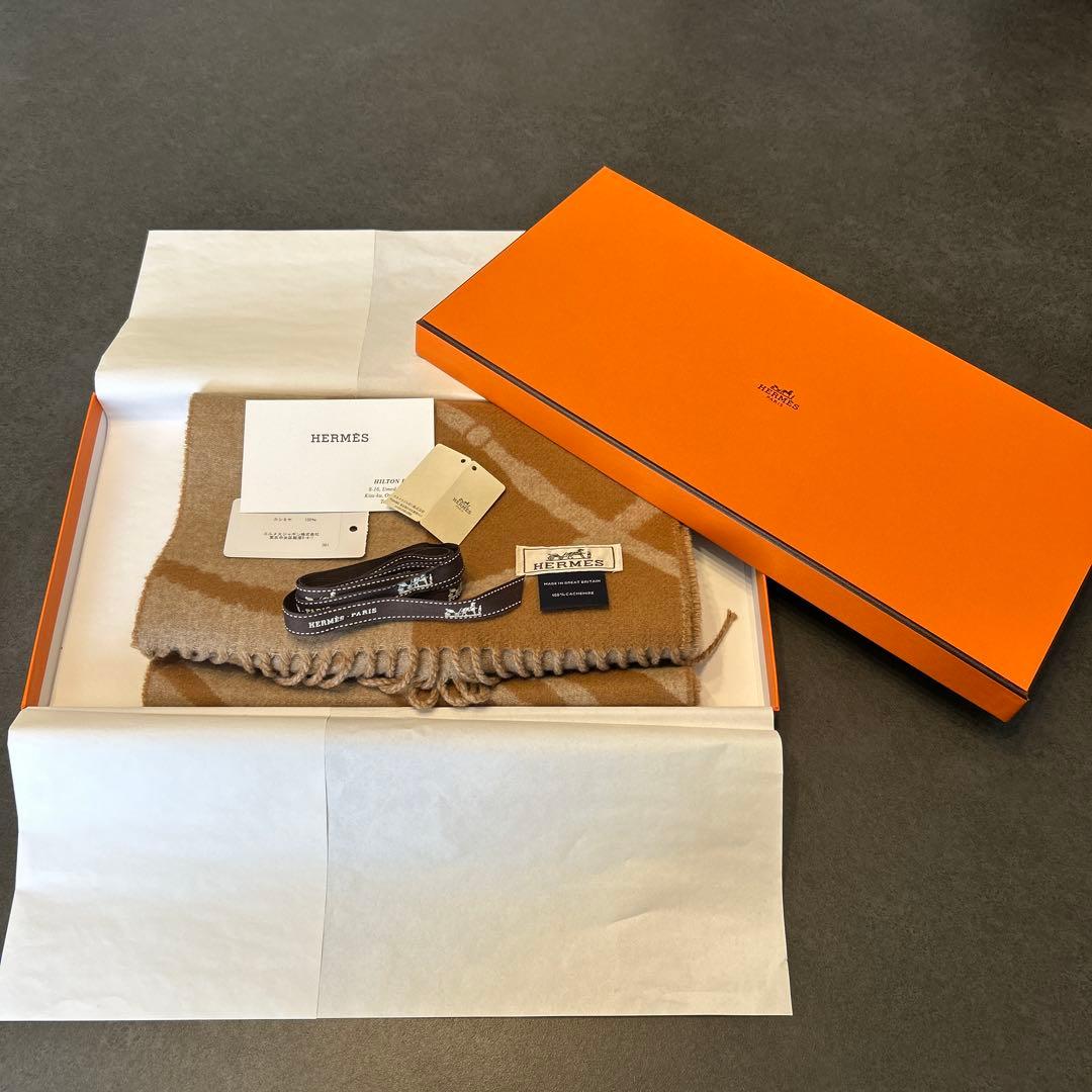 HERMES エルメス クリッククラック カシミヤ マフラー キャメル　試着のみ