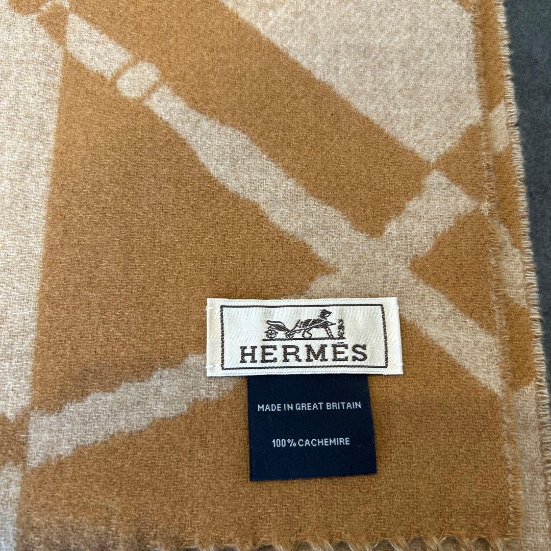 HERMES エルメス クリッククラック カシミヤ マフラー キャメル　試着のみ