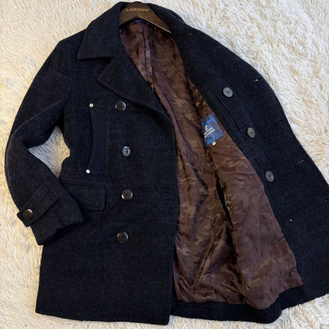 (美品) マウリツィオバルダサーリ ウール ピーコート ボア 裏地カモフラ