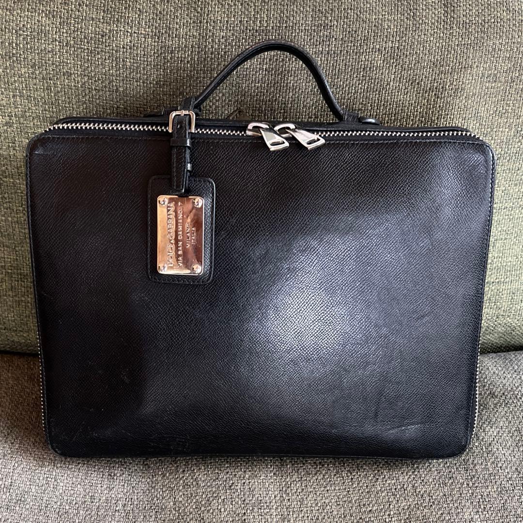 Dolce & Gabbana ブラック本革 手さげバッグ　ブリーフケース