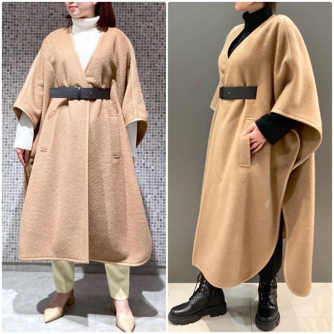 theory luxe 希少キャメル100% ケープ風ロングコート