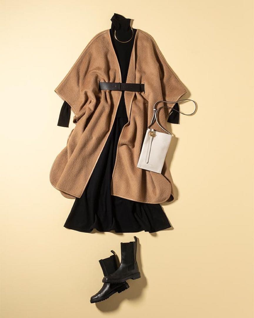 theory luxe 希少キャメル100% ケープ風ロングコート