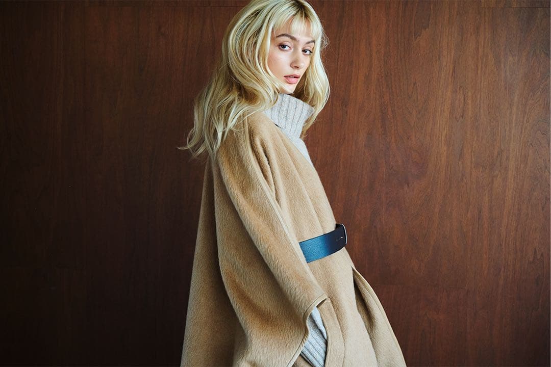 theory luxe 希少キャメル100% ケープ風ロングコート