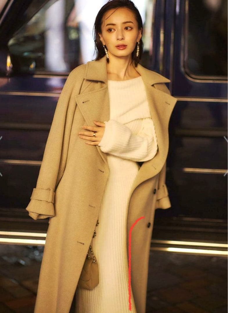 anuans オフショルナローニットワンピース アイボリー　S カシミア