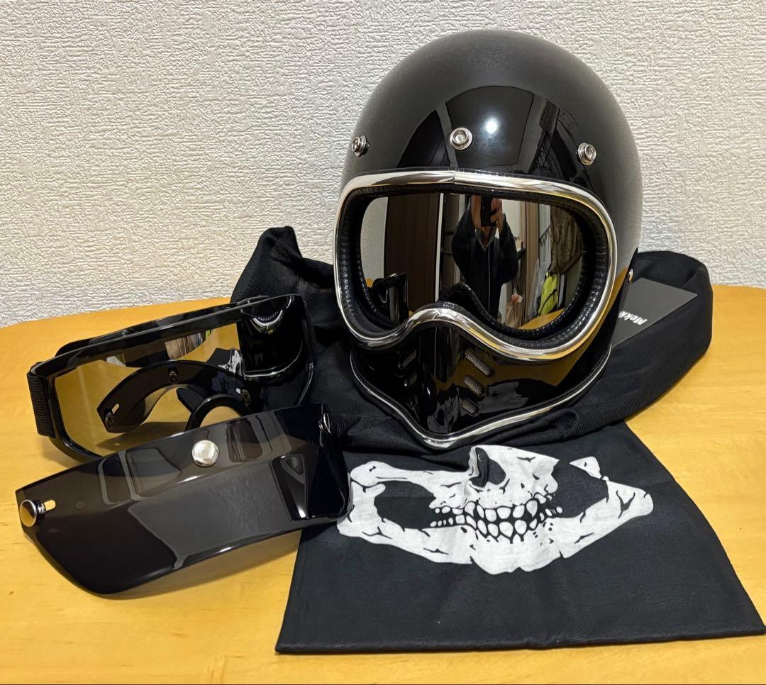 新品XLサイズ！ ブラックヘルメット4点セット　MTX オーシャンビートルタイプ