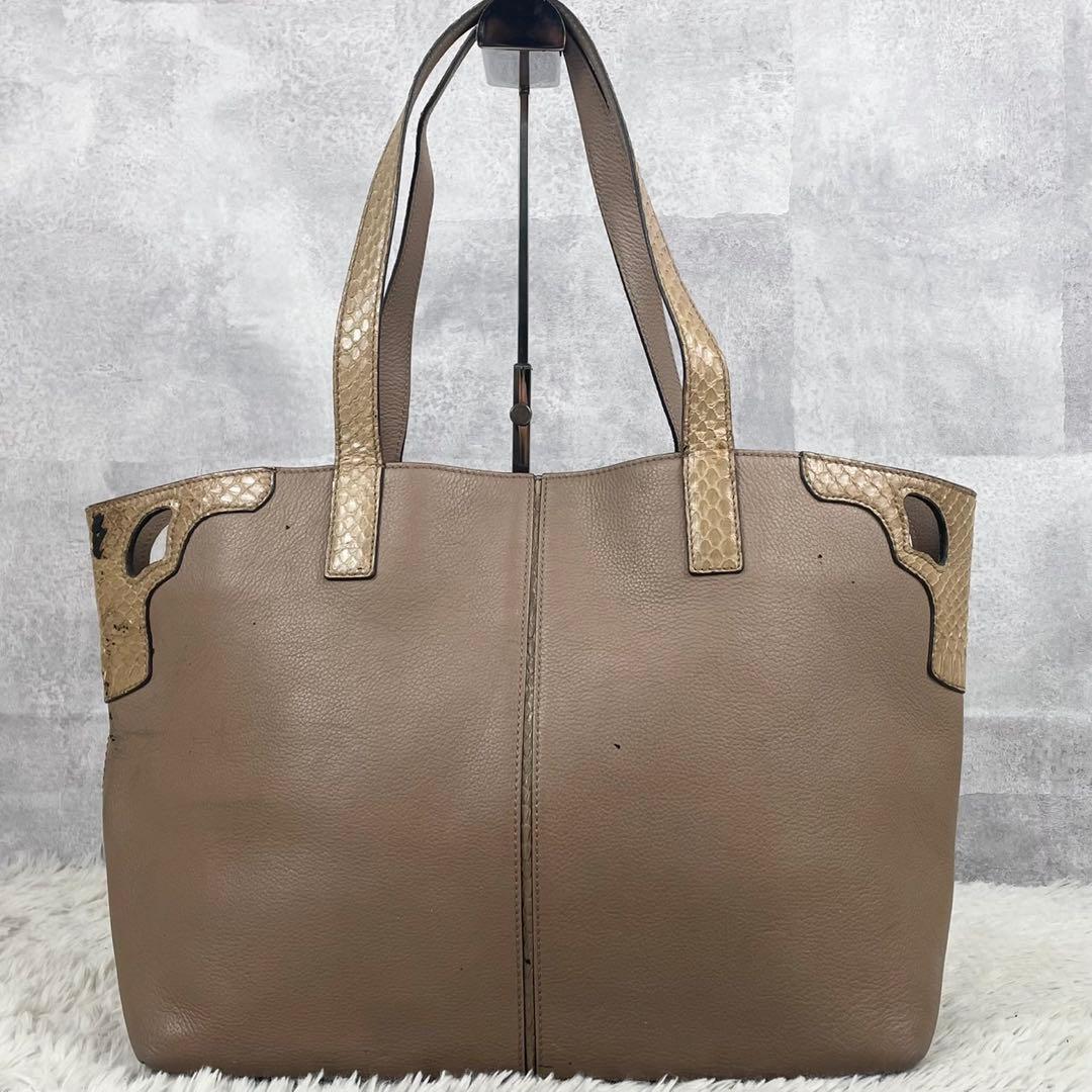 A4可 カルティエ レザー トートバッグ マルチェロ ドゥ パイソン ベージュ