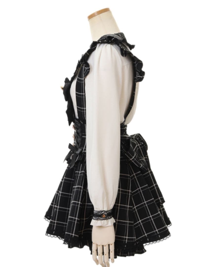 LIZLISA リズリサ　レースアップサスペンダー付スカパン　ブラックチェック