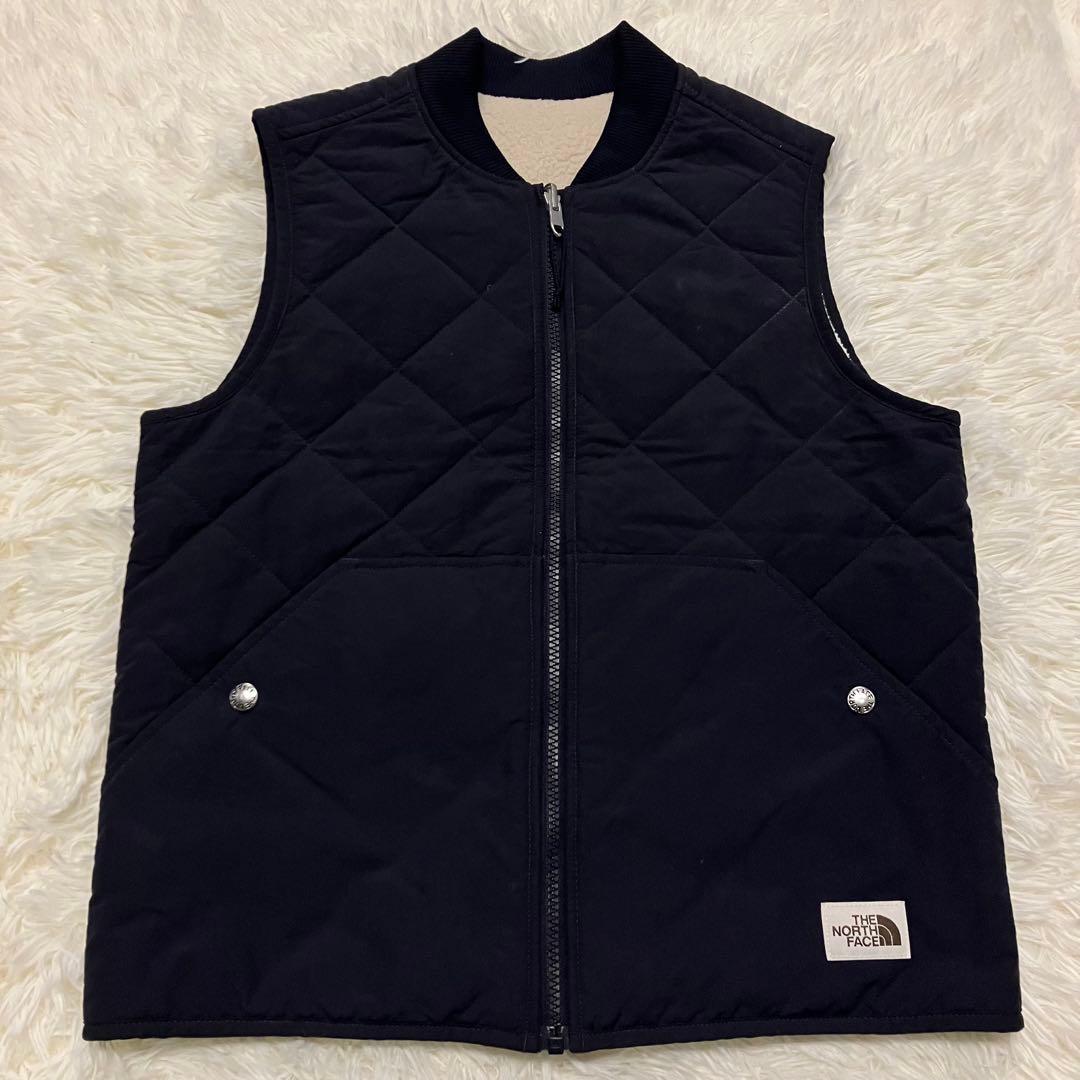 《美品Mリバーシブル人気》レディースノースフェイスベストフリースキルティング