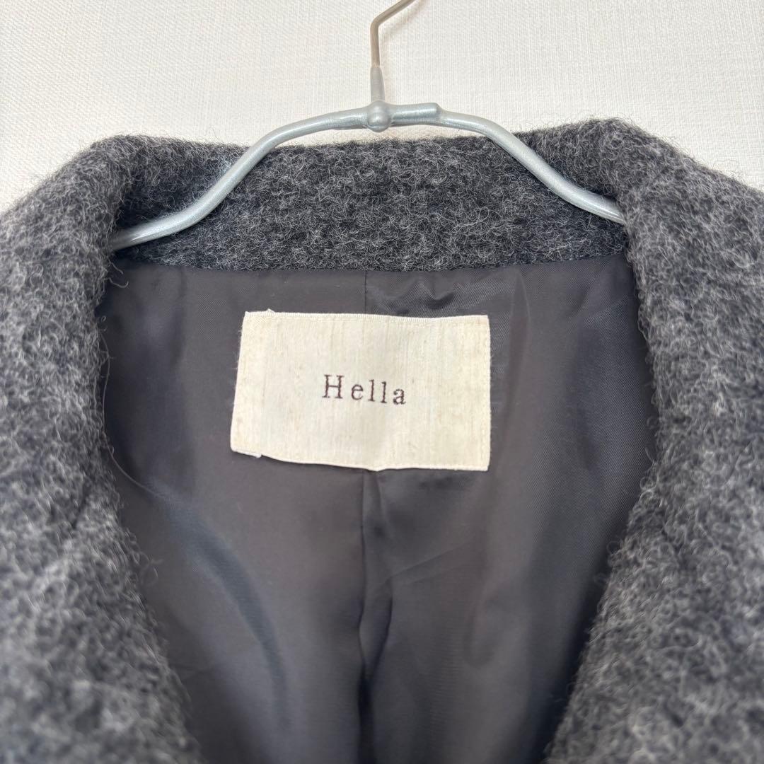Hella ヘラ アームパッチショートコート　グレー　ウール　伊藤颯希　肘当て