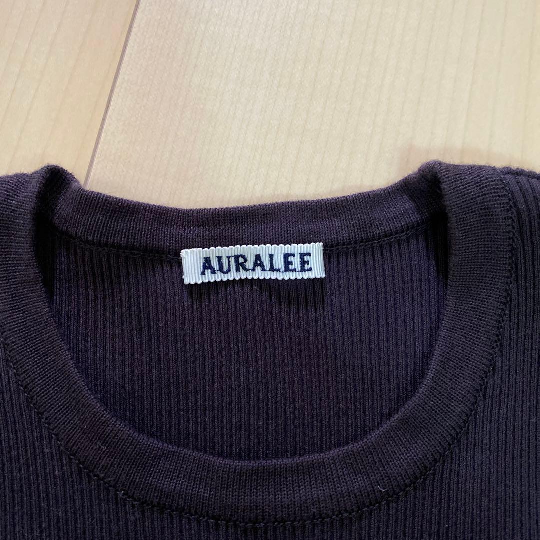 AURALEE オーラリー　ギザリブ Uネック ダークブラウン