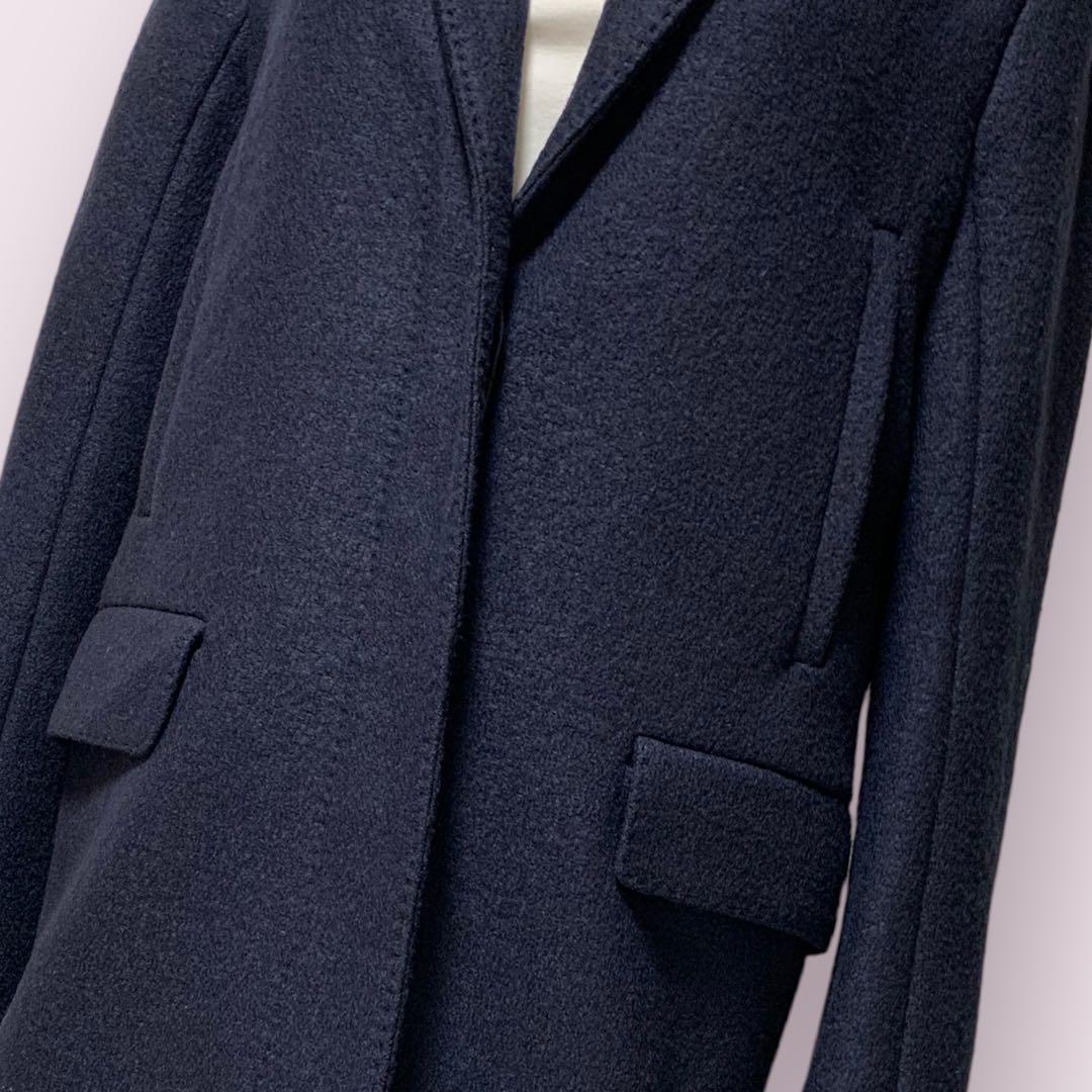Acne アクネ 比翼チェスターコート 34 ネイビー