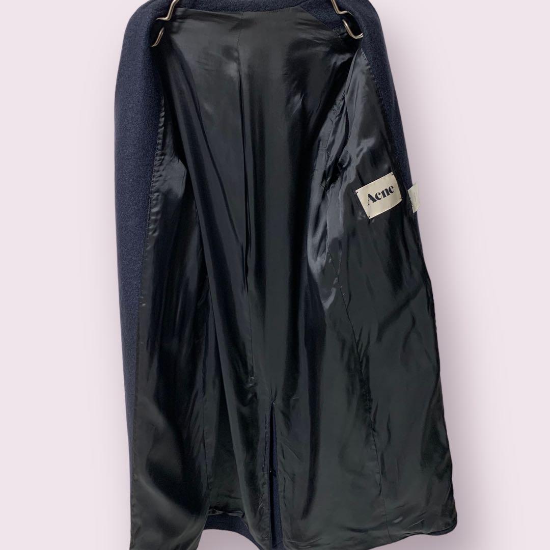 Acne アクネ 比翼チェスターコート 34 ネイビー