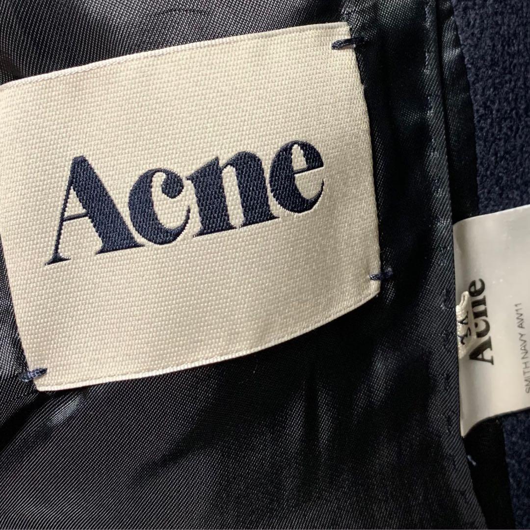 Acne アクネ 比翼チェスターコート 34 ネイビー