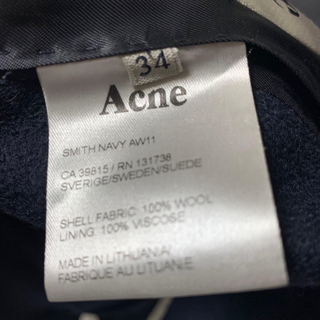 Acne アクネ 比翼チェスターコート 34 ネイビー