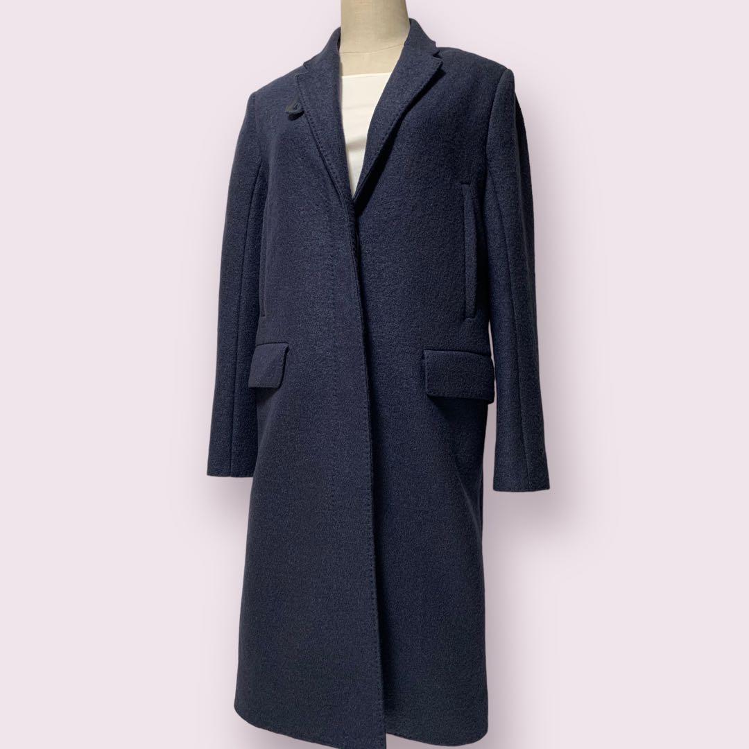 Acne アクネ 比翼チェスターコート 34 ネイビー