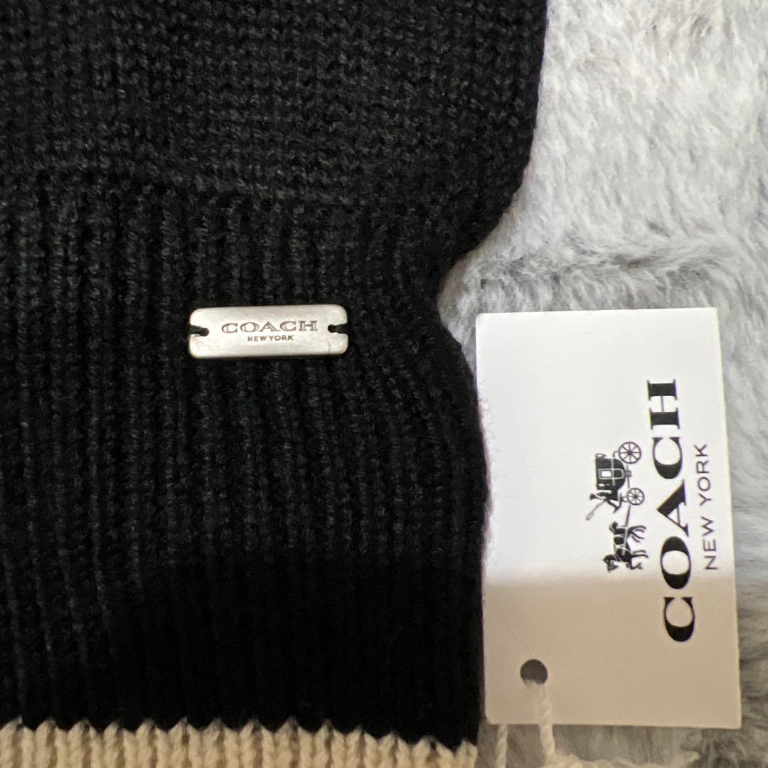 【新品未使用】【COACH】携帯操作可能！★ニット手袋★可愛いロゴプレート★黒★