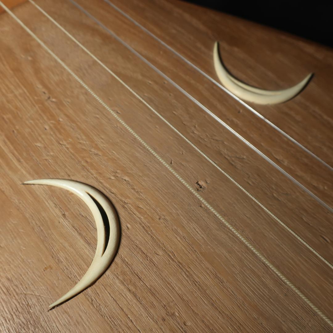 筑前琵琶 四弦五柱 半月細工 撥付き 和楽器